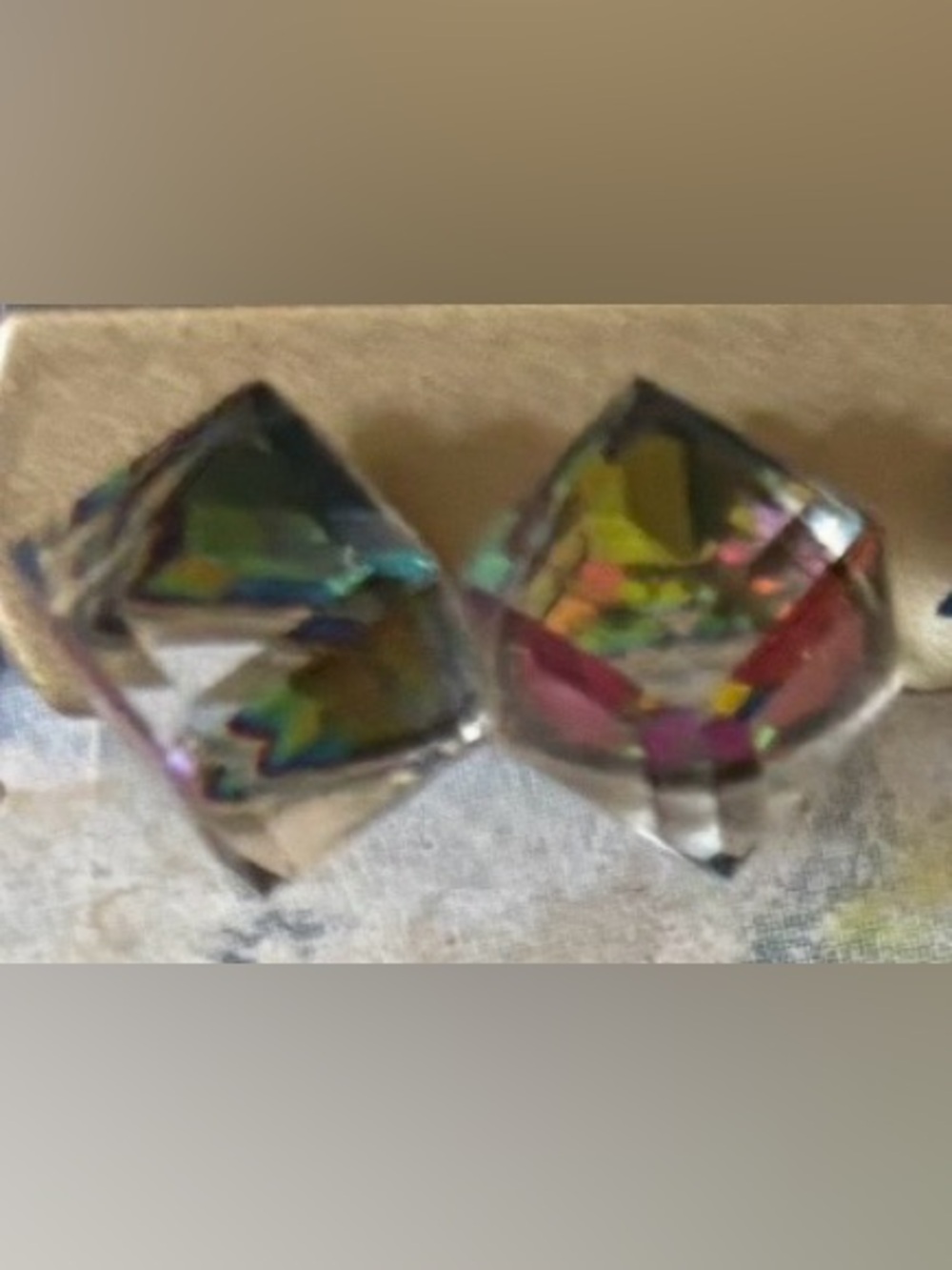 Iridescent Crystal Stud Earrings - Multicolor